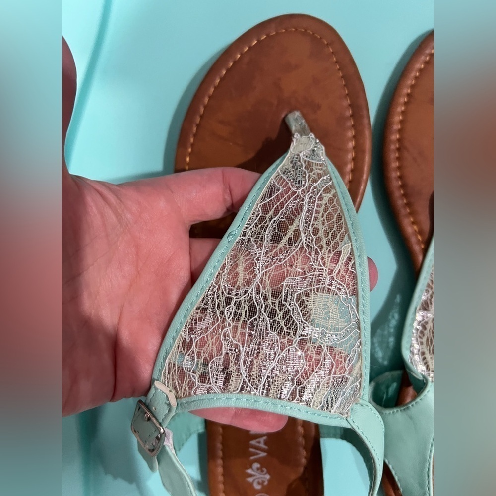NEW NWT Vanity mint green sandals women’s 9 lacy - Picture 2 of 6